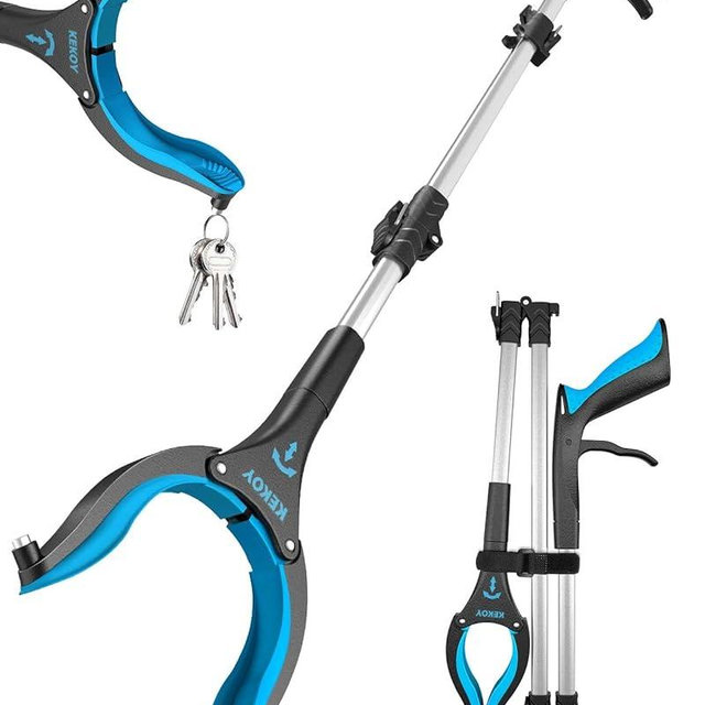 Kekoy 40 Inch Grabber Reacher Tool for Seniors, Foldable Reacher Grabbers Pickup Stick with Anti-Slip 360° Rotating Jaw, 4" Wide Extended Claw with Magnet for Disabled, After Surgery Recovery