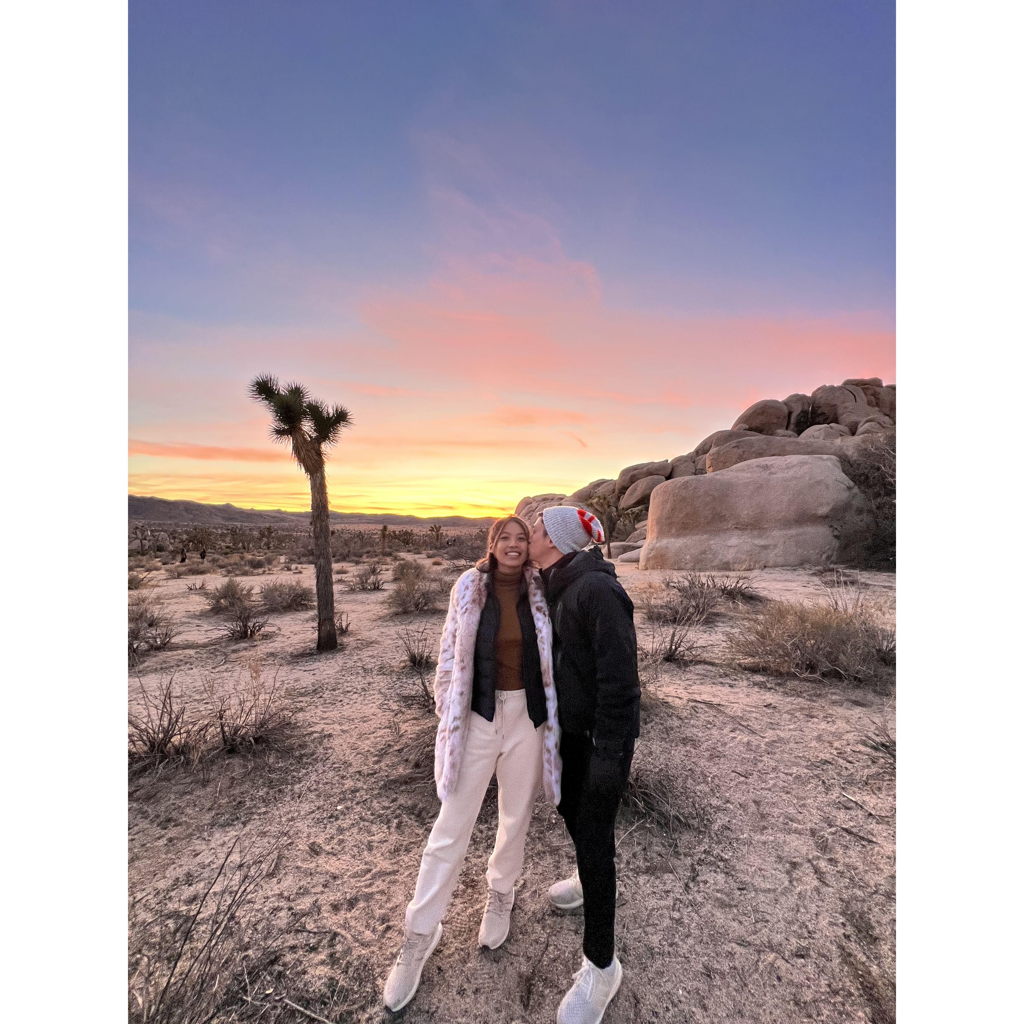 Our favorite place to watch the sunset together, Joshua Tree.