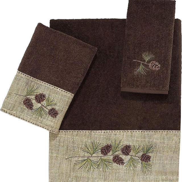 Avanti Linens - 3pc Towel Set, Soft & Absorbent Cotton (Pine Branch Collection)