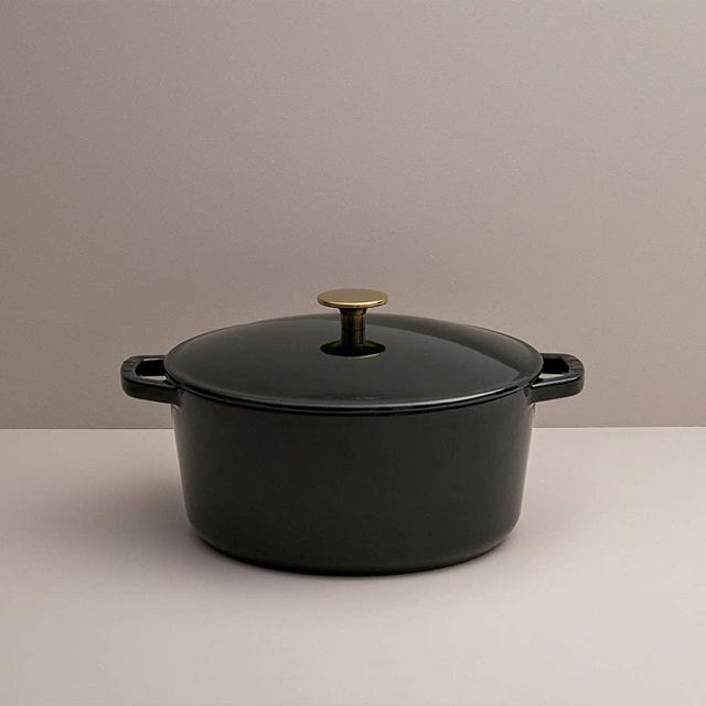 Milo Cast Iron Covered Dutch Oven, Enameled in Emerald Green, 5.5-quart with lid, by Kana