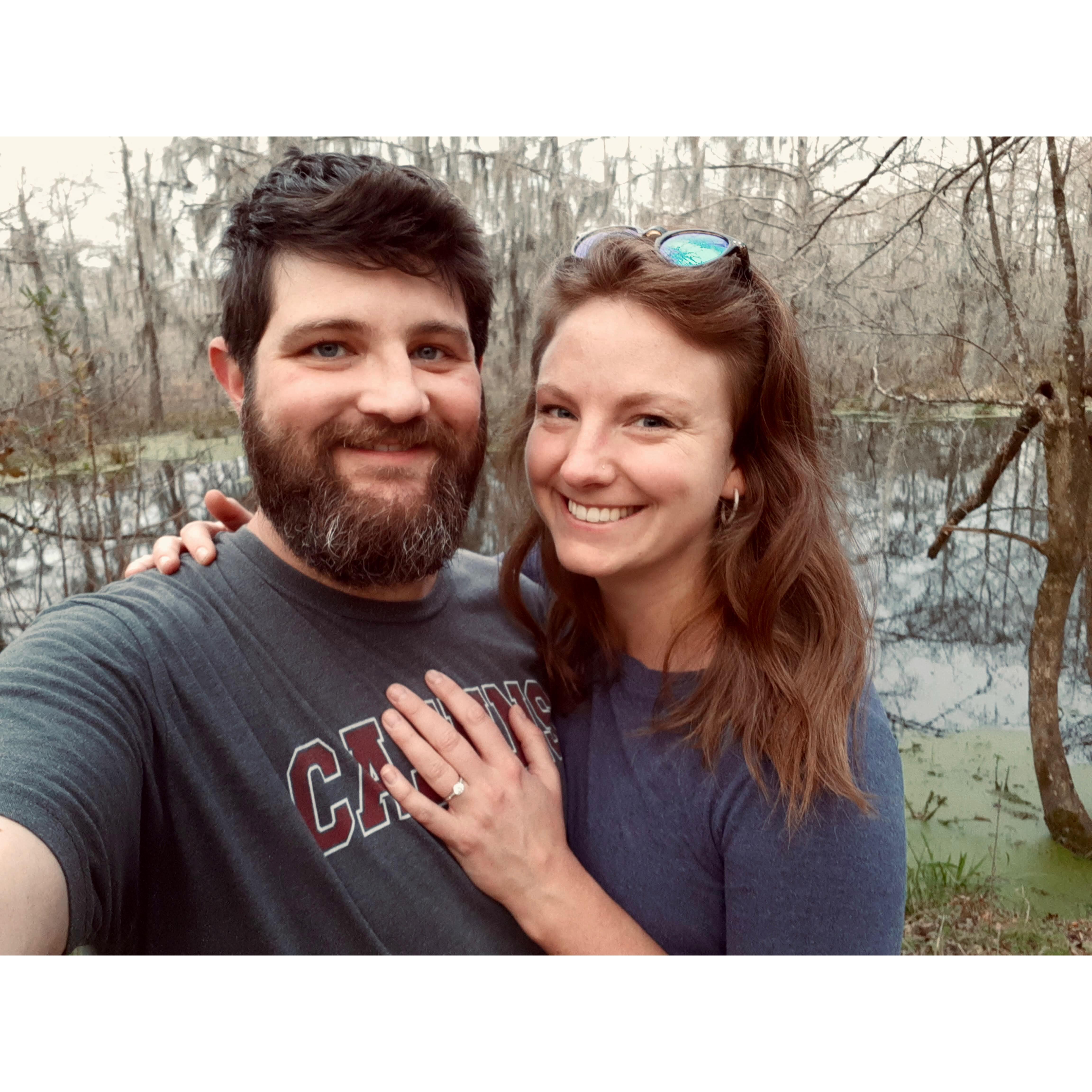 At Lake Martin, just a few miles down the road from where we live. Took this as an "announcement" photo to tell people we were engaged!