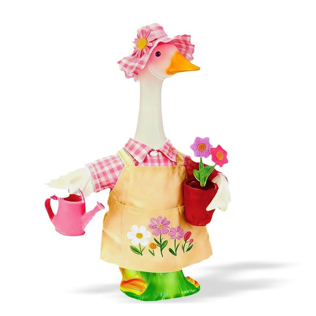 Terreva Gardener Porch Goose Outfits Spring Goose Outfit Cute Lawn Porch Goose Clothes Fits 23" Cement Plastic Goose Statue for Outdoor Garden Yard Patio Art Decor（Gardening Enthusiast）
