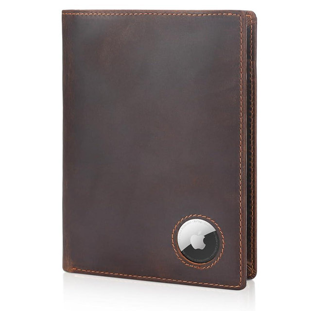 Polare Luxury RFID Blocking Leather Passport Holder Travel Wallet For Men and Women (Dark Brown with AirTag Slot)