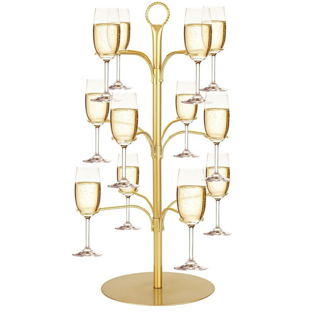 ALIMOTA Cocktail Tree Stand for Drinks Champagne Tower Wine Glasses Holder, 3 Tier 12 Holders, Bar Home Drinks Tree Display Suitable for Gin, Cocktails, Champagne, Wine