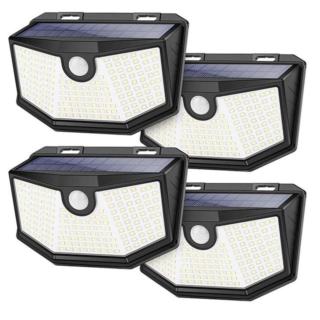 4-Pack Outdoor Solar Lights - Super Bright 160 LEDs Motion Sensor Security Lights with 270° Wide Angle/3 Modes IP65 Waterproof Solar Powered Wall Lights for Patio Garden Garage Yard Front Door