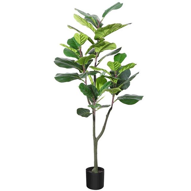 CROSOFMI Artificial Fiddle Leaf Fig Tree 47Inch Fake Ficus Lyrata Plant with 42 Leaves Faux Plants in Pot for Indoor Outdoor House Home Office Garden Modern Decoration Perfect Housewarming Gift