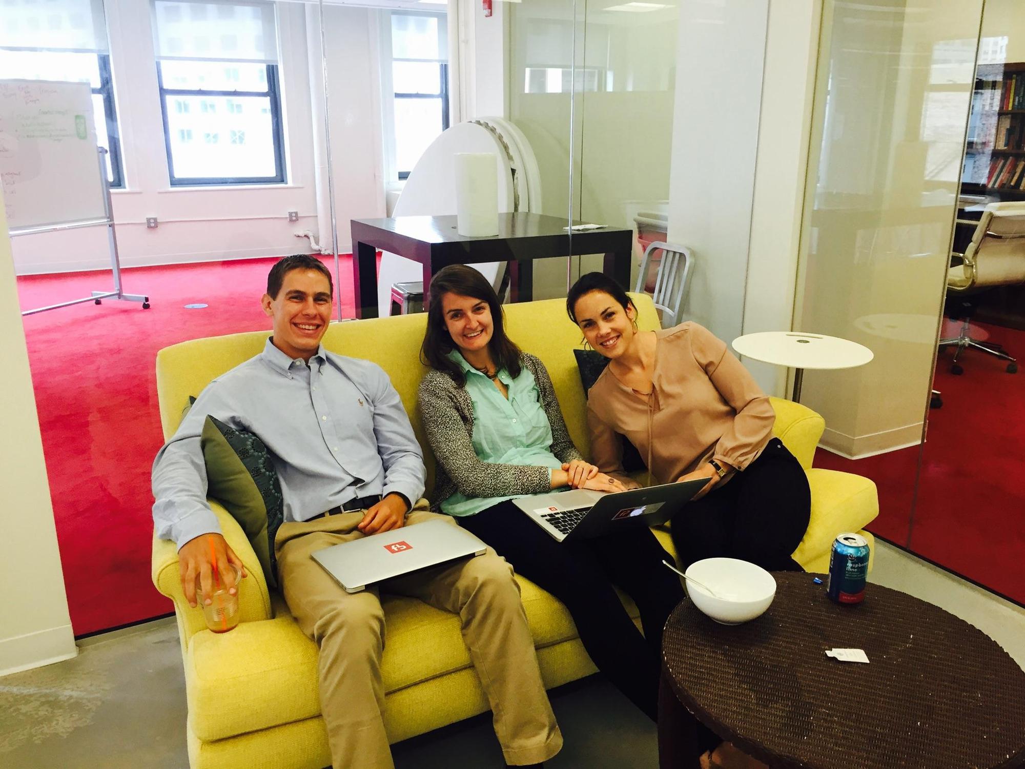 Our first day of work together (at Fullbridge, that's Meaghan on the right!) in Summer 2015