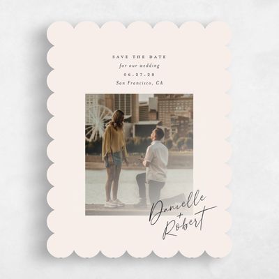 Beige Scalloped Wedding Save the Date - Atlas Photo