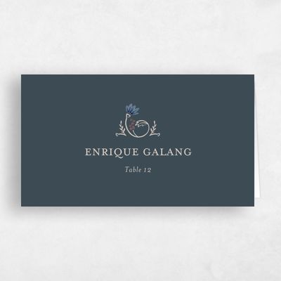 Teal, Blue Wedding Place Card - Sabriel