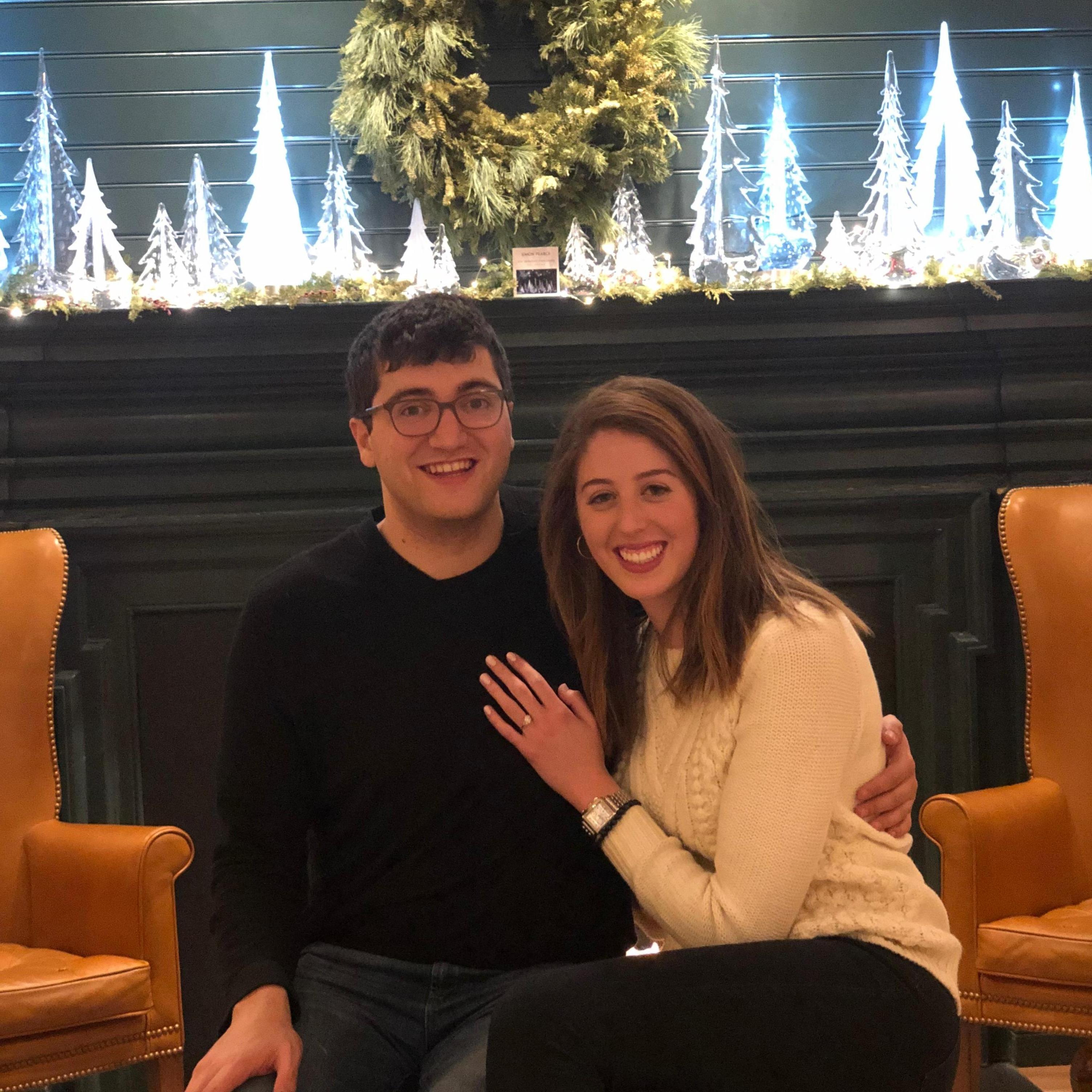 Our engagement celebration dinner at the Hanover Inn, December 2018