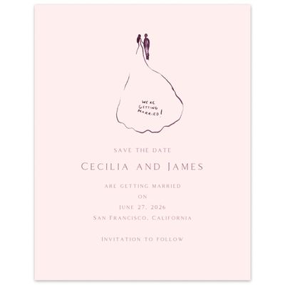 Lightest Blush, Pink Wedding Digital Save the Date - Dunluce Portrait