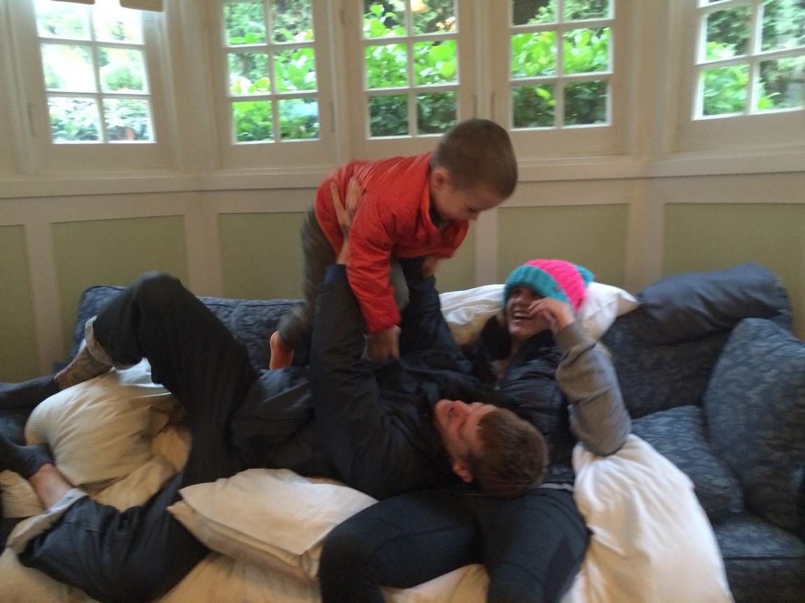 Playing with little Elliot at Portland's White House.