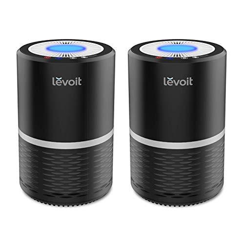 LEVOIT Air Purifier for Home Smokers Allergies and Pets Hair, True HEPA Filter, Quiet in Bedroom,Filtration System Eliminators, Odor Smoke Dust Mold, Night Light, 2-Yr Warranty, LV-H132, Black, 2PACK