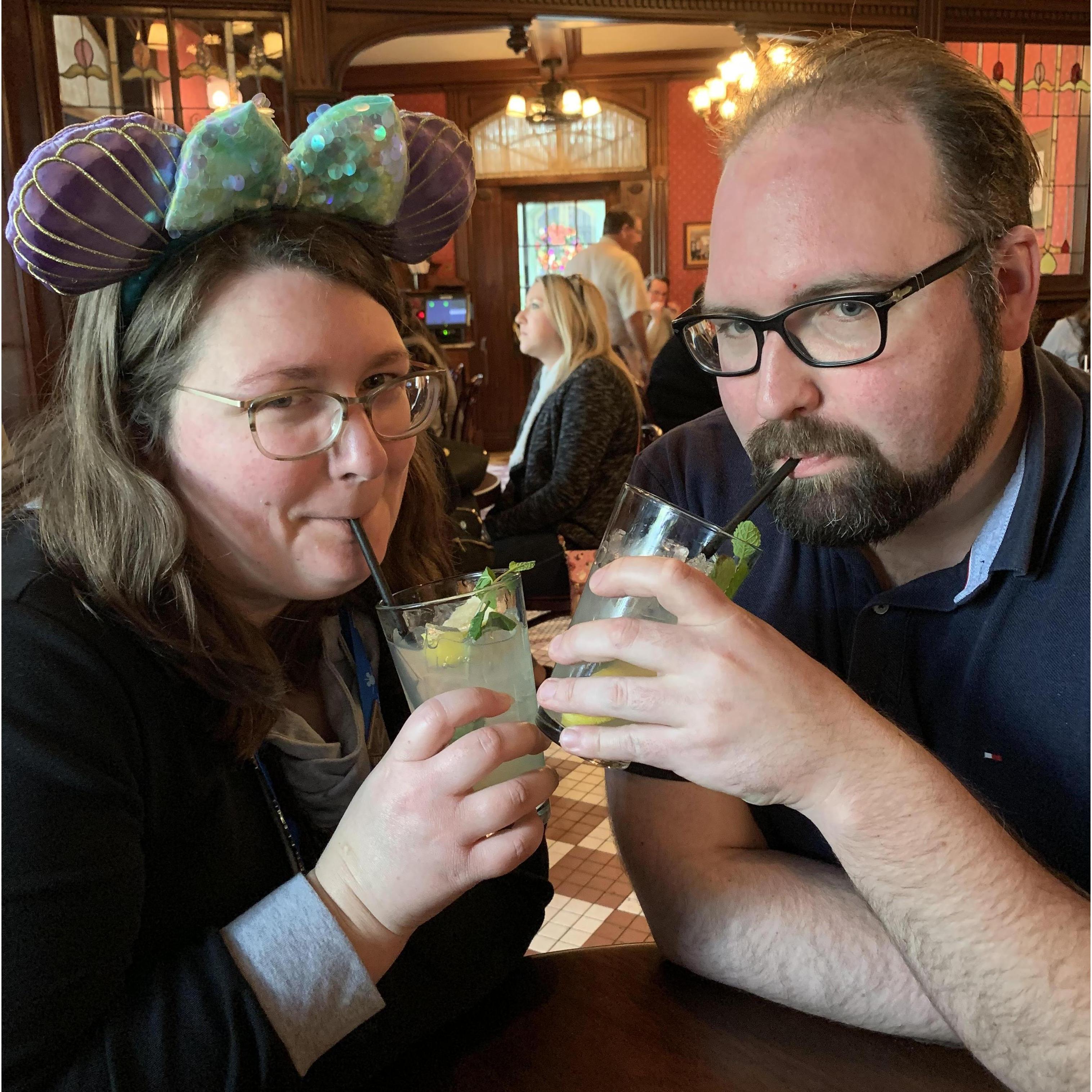 Sharing a drink at Disneyland's New Orleans café!