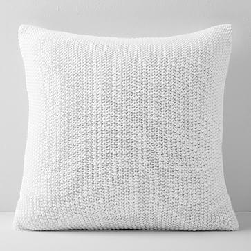 Cotton Knit Pillow Cover, Stone White, 20"x20"