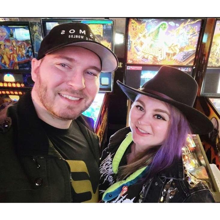 Playing pinball at Player One