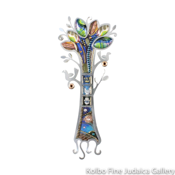 Mezuzah, Tree of Life Design, Resin on Stainless Steel