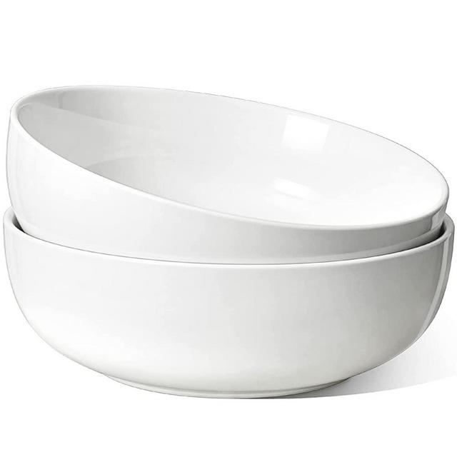 LE TAUCI Large Salad Bowls 10 Inch , 2.5 Quart Big Serving Bowls, Ceramic Pasta Bowls Set, Deep Soup Bowl, Gift for Housewarming, Microwave & Dishwasher Safe, White