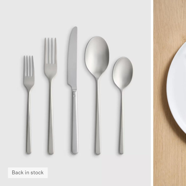 Gia Minimalist 20 Piece Flatware Set - Brushed Stainless Steel