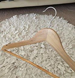 Premium Wooden Hangers - (Pack of 20) - Suit Hangers - Natural Finish - by Utopia Home