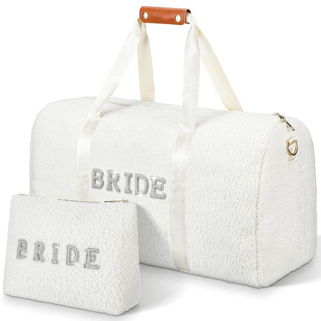 Cosblank Bride Weekender Bags Makeup Bag wedding Travel Duffel Bag Shoulder Weekender Overnight Bag for Women Weekender Bag