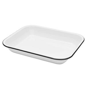 CGS International - Enamelware Large Roasting Pan - Solid White with Black Rim