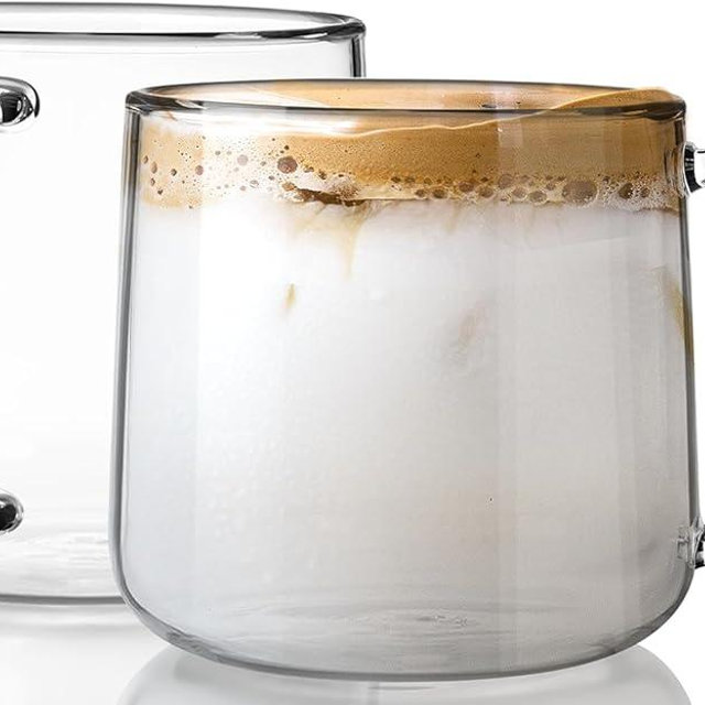 Aquach Borosilicate Glass Mug 20 oz, Coffee & Tea Cup with Wide Stable Base, Dishwasher & Microwave Safe, Crystal Clear Design