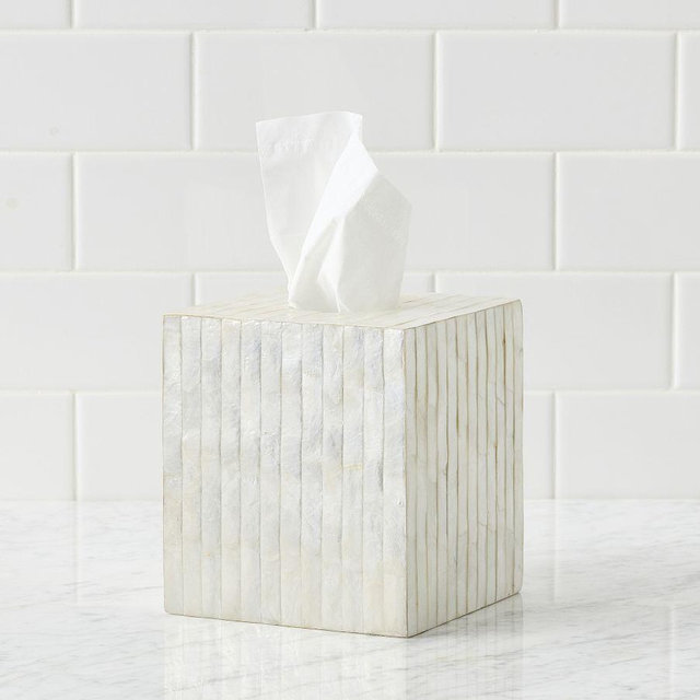 Capiz Tissue Box, White