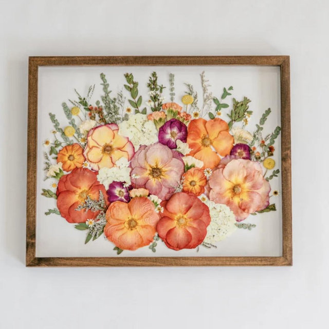 Wedding Bouquet Preservation. Pressed Frame - Bouquet/Growing Design - 16x20/ Espresso