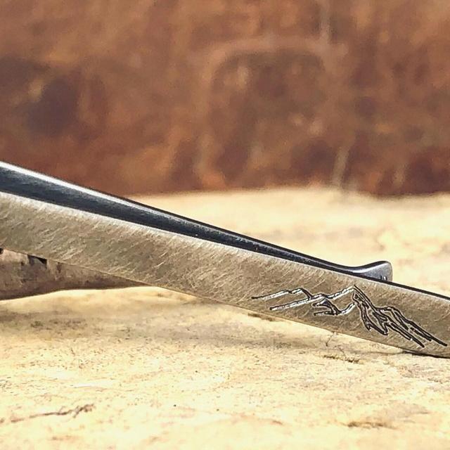 Mountain tie bar, sterling silver tie clip *oxidized rustic finish* gift for him, 2 inches x 5 mm, 1 mm thick.