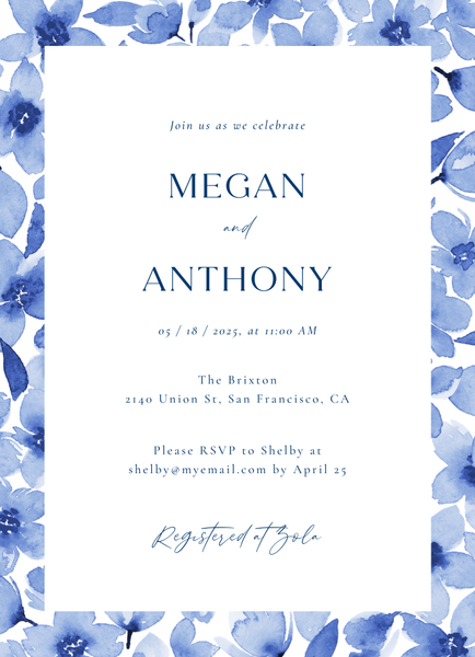 Shinya | Dark Blue | Zola Wedding & Bridal Shower Invitations