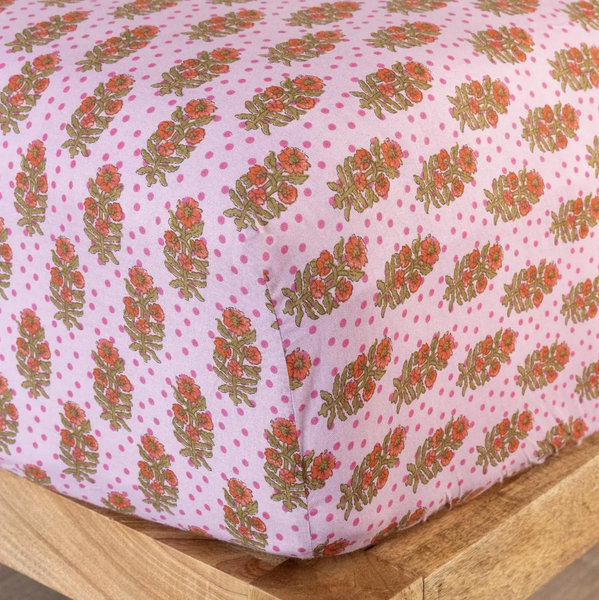 Mix & Match Cotton Fitted Sheet - Pink Polka Dot