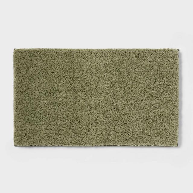 20"x34" Fluffy Border Memory Foam Bath Rug Green - Threshold™
