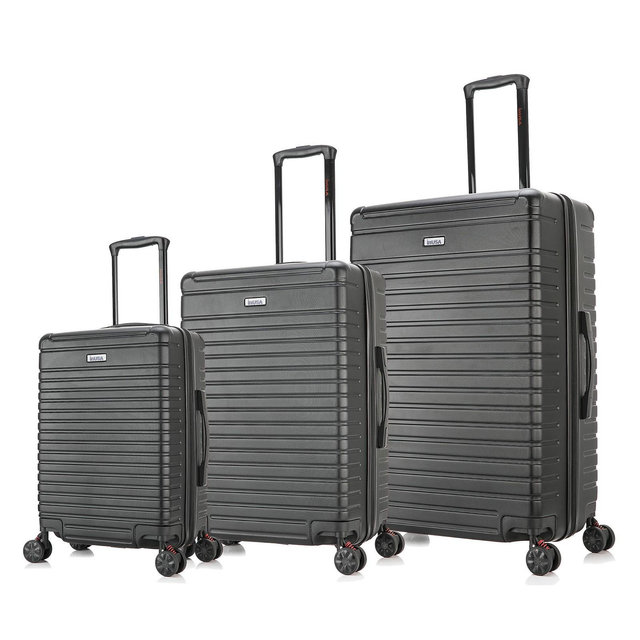InUSA Deep Lightweight 3pc Hardside Spinner Luggage Set - Black