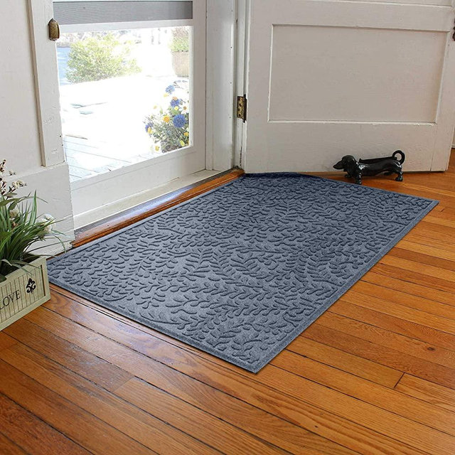 Bungalow Flooring Waterhog Door Mat, 3' x 5' Made in USA, Durable and Decorative Floor Covering, Skid Resistant, Indoor/Outdoor, Water-Trapping, Boxwood Collection, Bluestone