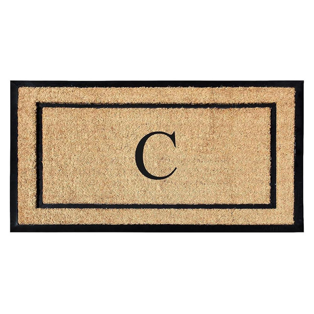 A1HC Natural Coir & Rubber Large Monogrammed Doormat, Thick Durable Entry Mats for Entrance Heavy Duty, Thin Profile, Long Lasting Front Door Mat - 24"x48"