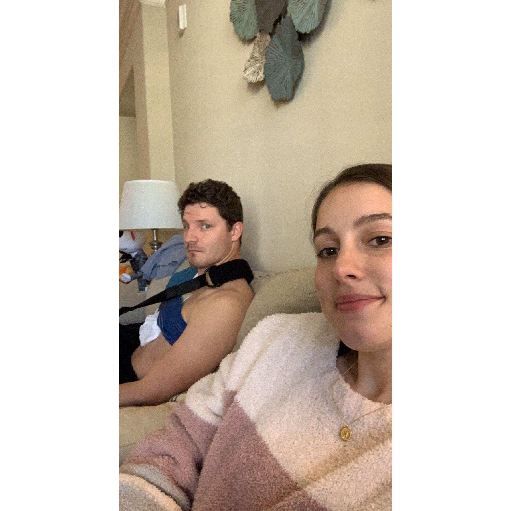 Right after Jackson’s shoulder surgery.