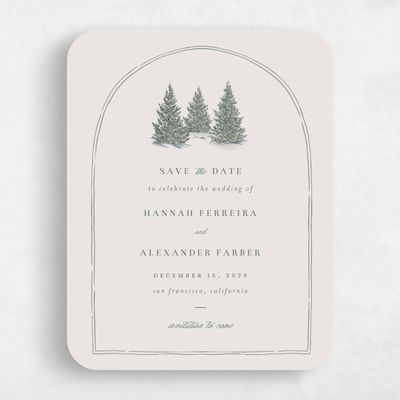 Beige Rounded Wedding Save the Date - Auburn Portrait