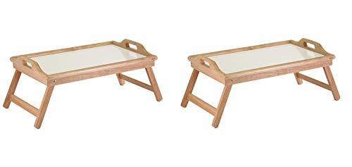Winsome Wood Sherwood Bed Tray, Natural and White top (Pack of 2)
