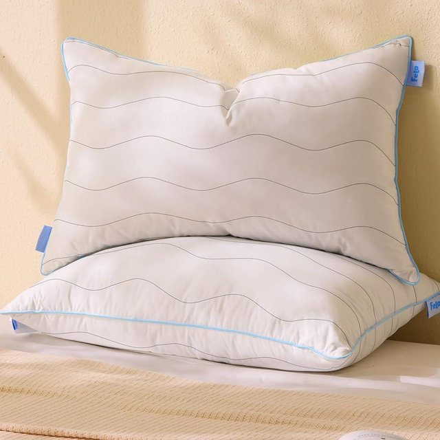 felo Feather Down Pillows Queen Size Set of 2, CloudFusion Goose Pillow for Sleeping, Luxury Hotel Collection Bed Supportive Pillows for Side Back Pain Sleepers, 100% Organic Cotton Shell (20" x 30")