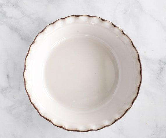Stoneware Pie Dish - Fluted 9 inch - Deep Dish Ceramic Pie Pan - Made in America Pottery - Jefferson Street Ceramics - New England White