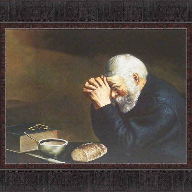 Home Cabin Décor Grace by Eric Enstrom 17x21 Daily Bread Man Praying at Dinner Table Religious Pray Framed Art Print Picture