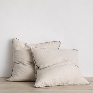 Piped Linen Euro Pillowcase, Set of 2