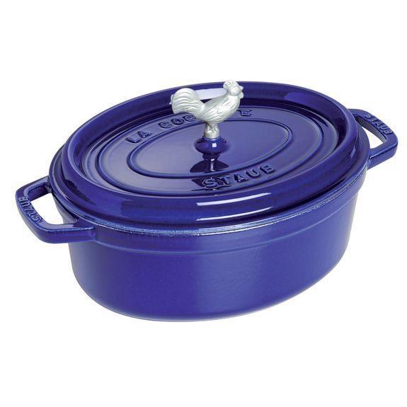 Staub 5.75 Quart Coq au Vin Dark Blue with Rooster Knob