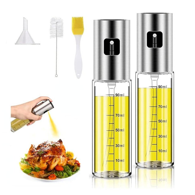 HOUEVIYS Oil Sprayer for Cooking, 2 Pack Olive Oil Sprayer Mister, Oil Spray Bottle for Kitchen, Portable Kitchen Gadget for Air Fryer, Baking, Salad, Grilling, Roasting,Olive Oil Dispenser Set
