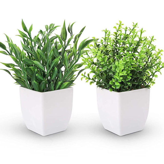 Der Rose 2 Packs Fake Plants Mini Artificial Greenery Potted Plants for Home Decor Indoor Office Table Room Farmhouse