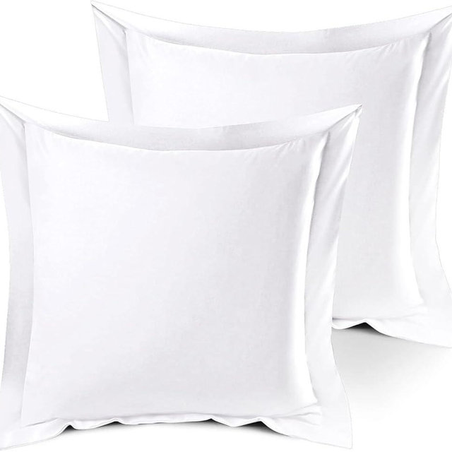 Omnegon 100% Egyptian Cotton Pillow Sham | Queen Size | 600 Thread Count | Soft White | Set of 2 | Breathable & Temperature Regulating | Durable & Washable | 28 x 28 Inch