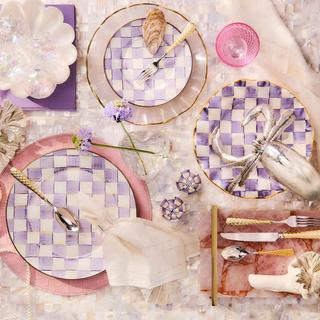 Violet Check Dinner Plate