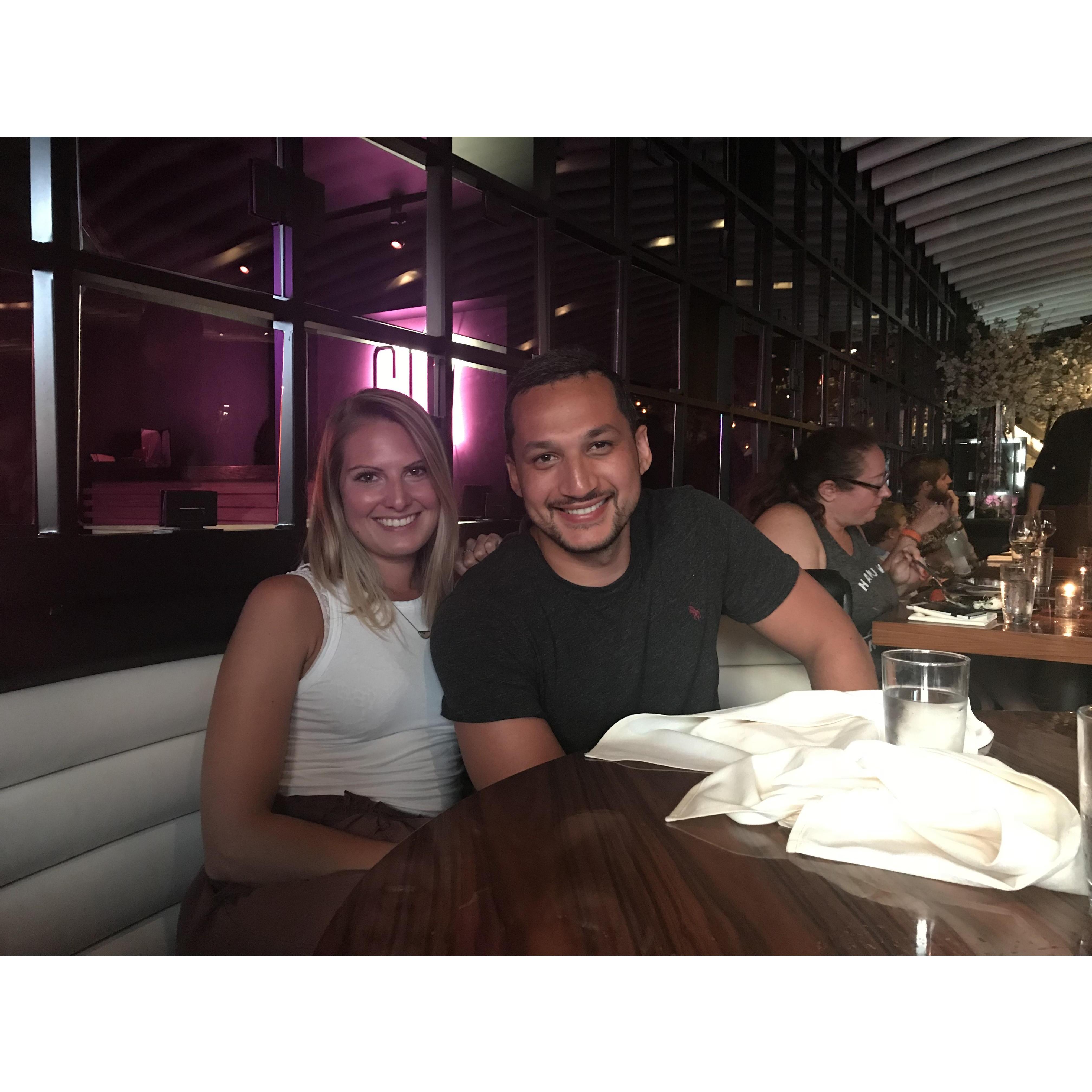 Out to dinner at STK in Orlando, FL on vacation with Kacie's family.