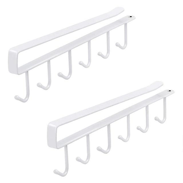 6-Hook Under Cabinet Mug Hanger (c- 2pcs White)